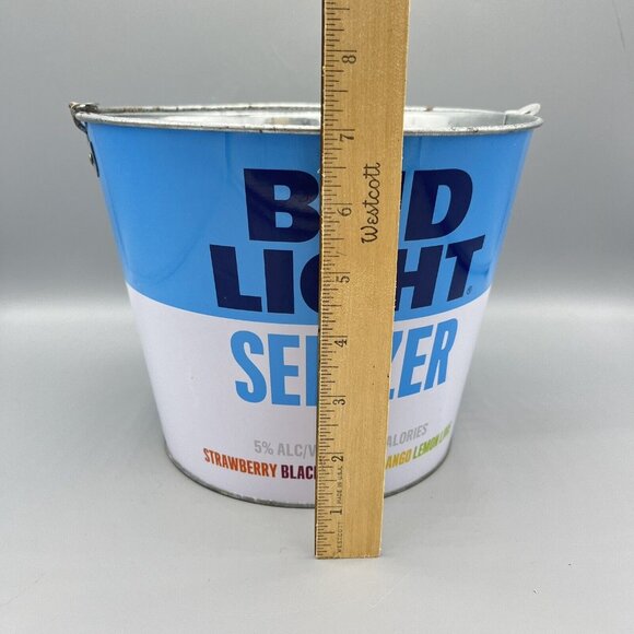 Bud Light Seltzer Metal Ice Beer Bucket & Handle Ice Pail Drink Parties - Picture 5 of 8